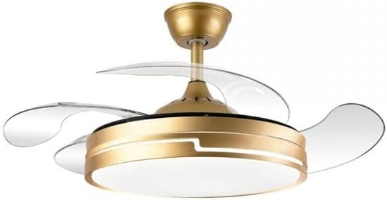 Ventilador de techo Bilake Bilake Ventilador de Techo con luz 72W | Silencioso Motor DC | Aspas retractiles Plegables | Lampara Ventilador de Techo Dorado Destro