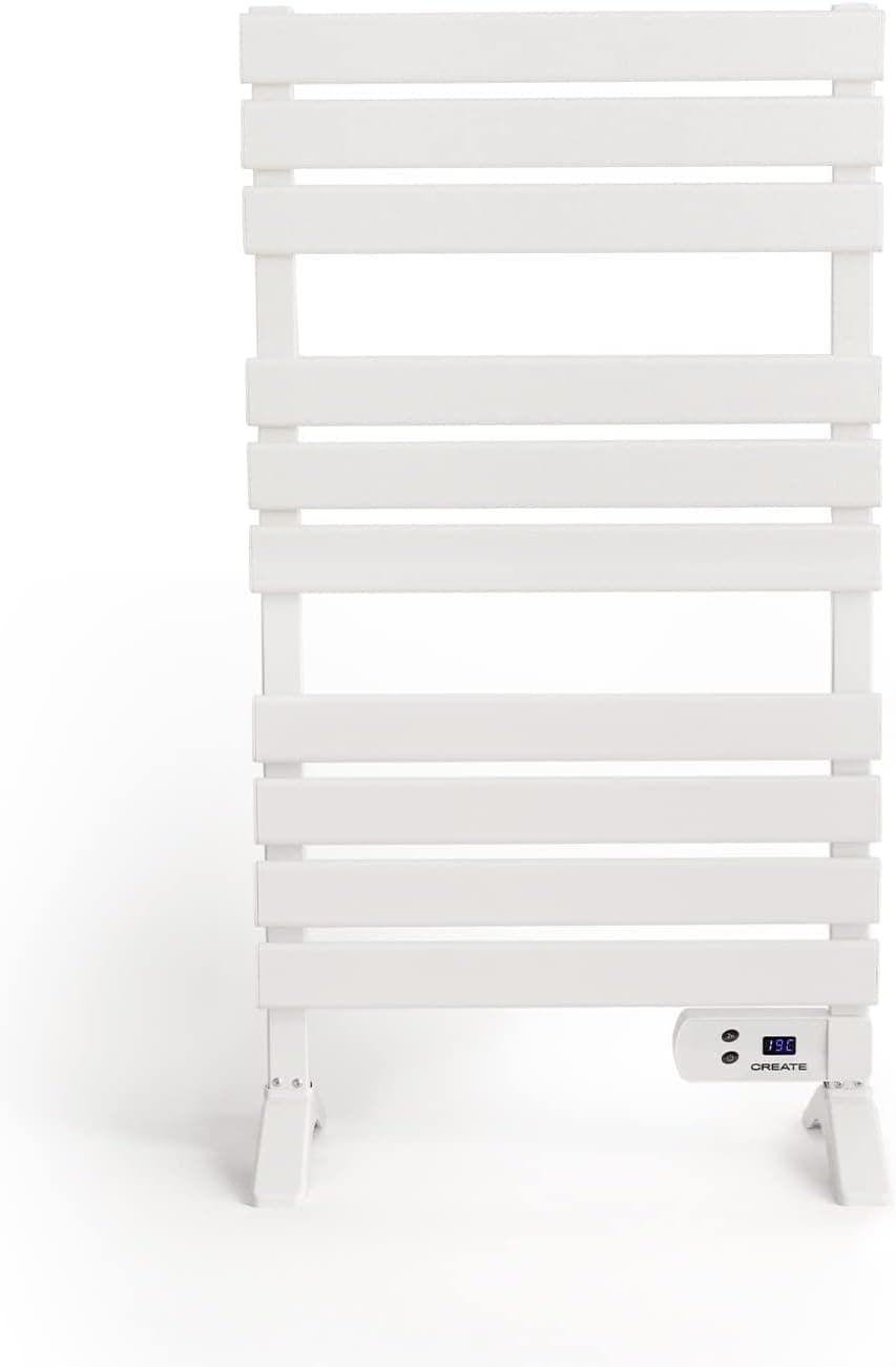 Ventilador de techo CREATE CREATE / Warm Towel 500W / Toallero eléctrico Blanco con Patas / 103x5x55 cm/para Suelo o Pared. Temporizador. Pantalla LCD. bajo Consumo