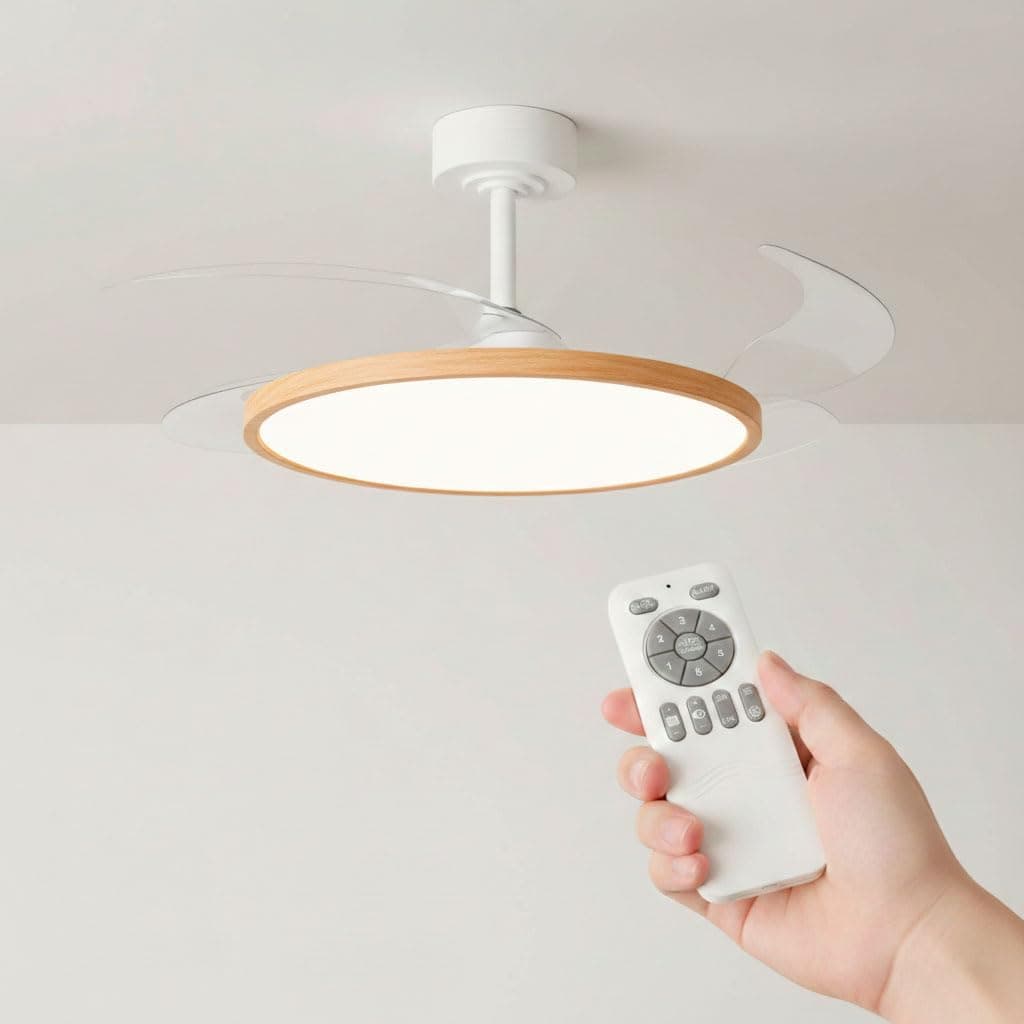 Ventilador de techo Masterled Masterled Ventilador de techo LED con aspas retráctiles, 36W 3CCT Tonalidad ajustable (3000-6000ºK), Función verano e invierno, Con mando a distancia, Blanco