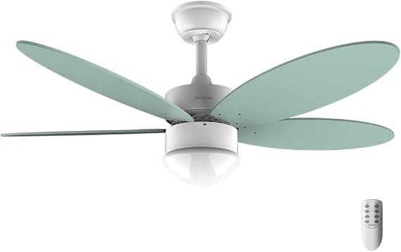Ventilador de techo Cecotec Cecotec Ventilador de Techo con Luz EnergySilence Aero 4260 Mint. 40 W, Motor DC, Diámetro 42" con 5 Aspas Reversibles, Luz LED, Mando a Distancia, Temporizador, 6 Velocidades