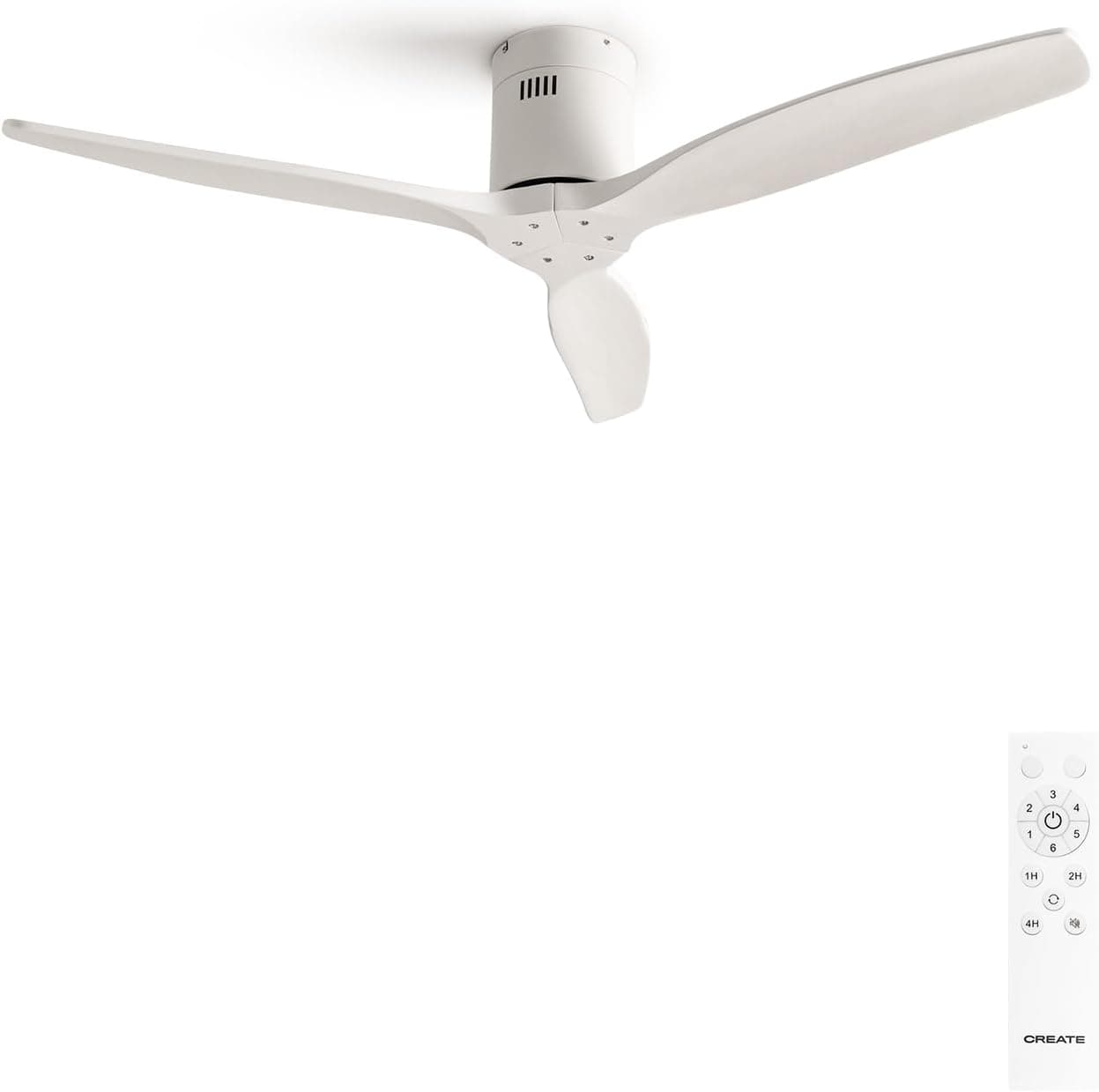 Ventilador de techo CREATE CREATE / WINDCALM/Ventilador de techo ABS blanco con mando / 40W, Silencioso, Ø132 cm, 6 velocidades, temporizador, función verano-invierno