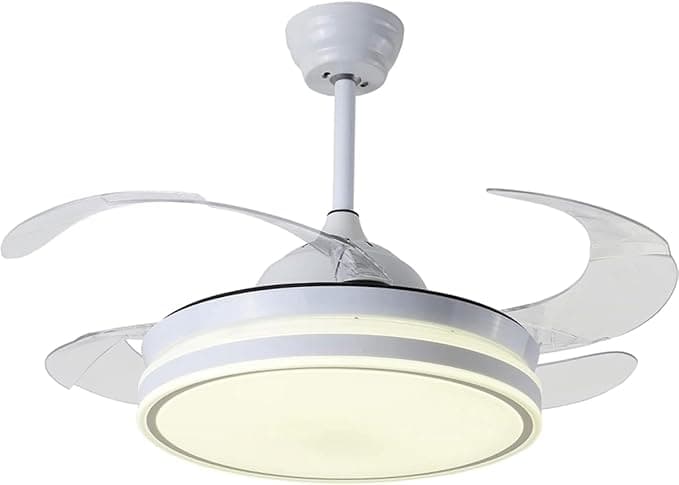 Ventilador de techo BEL AIR HOME Ventilador de techo ASGARD motor DC silencioso, aspas transparentes 108cm, luz LED 36W 3 temperaturas, mando a distancia, modo invierno, blanco