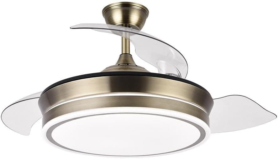 Ventilador de techo Akunadecor FABRILAMP AKUNADECOR - Ventilador de Techo Dorado Modelo BAYOMO S con Motor DC y 4 Aspas Retráctiles | Luz LED 59W | 3 Tonalidades | 6 Velocidades | Control Remoto | Función Invierno/Verano
