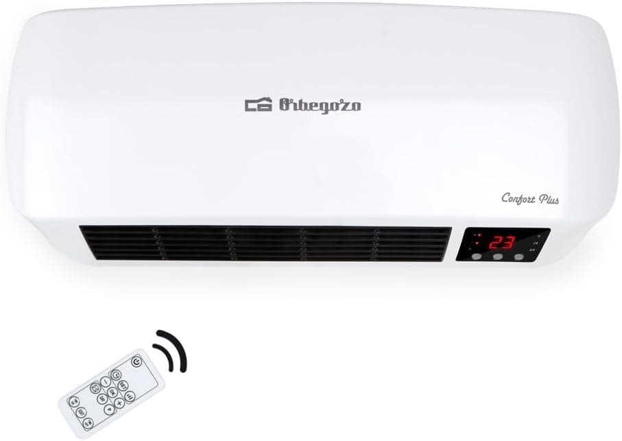 Ventilador de techo Orbegozo Orbegozo SP 6000, Calefactor baño, 2000 W, 2 niveles de calor, elementos cerámicos PTC, programación diaria semanal, termostato digital, mando a distancia, protección sobrecalentamiento, color blanco