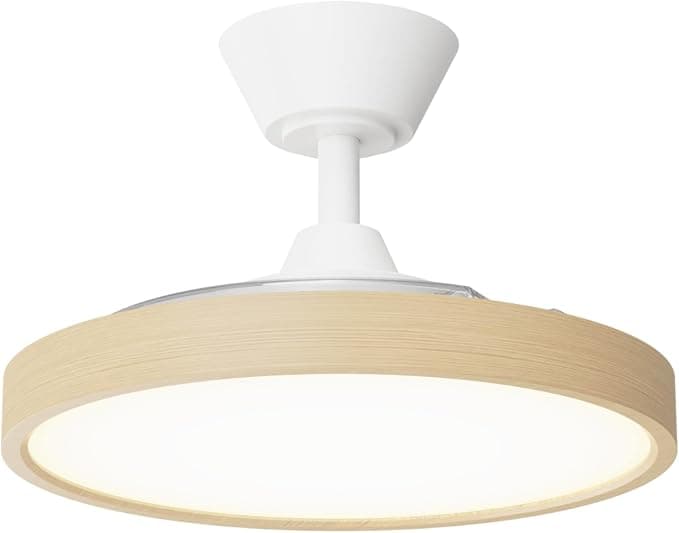 Ventilador de techo Sulion - Ventilador de Techo con Palas Retráctiles y con Luz LED Regulable BOMBAY ESTILO | Motor DC Silencioso, 6 Velocidades, Mando a Distancia, Función Verano/Invierno, Color Madera