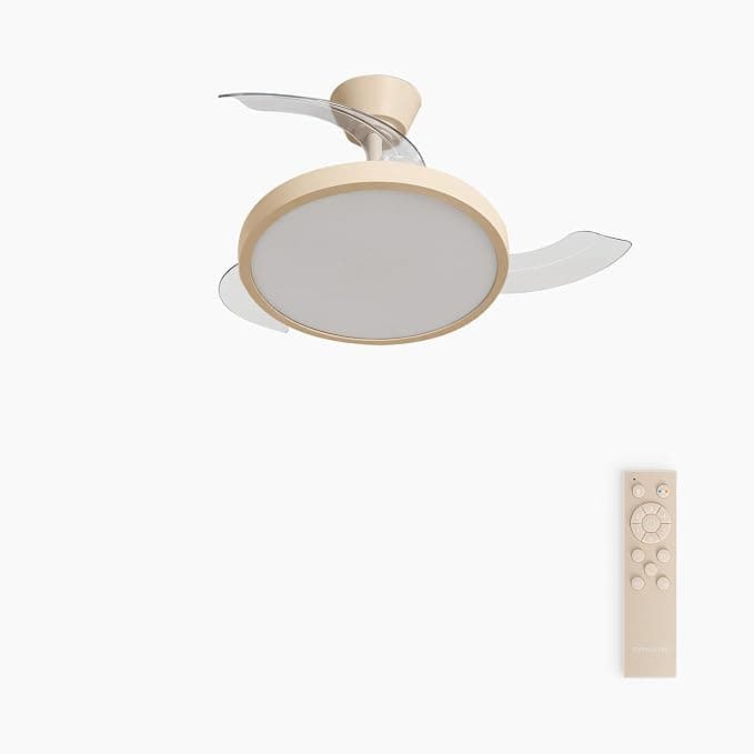 Ventilador de techo CREATE / WIND CLEAR STUDIO S/Ventilador de techo con luz arena con mando / 40W, Temporizador, Ø 91 cm, 6 velocidades, aspas retráctiles, 3 temperaturas de luz, función verano-invierno
