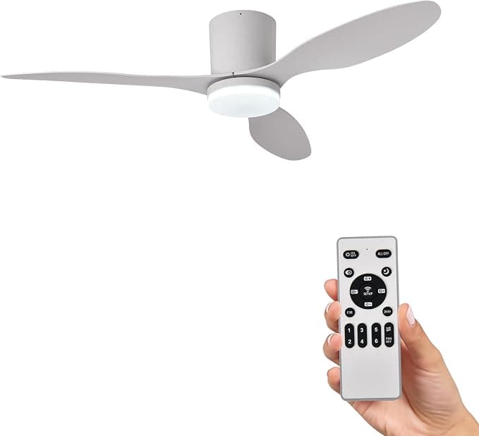 Ventilador de techo Ventilador de Techo con Luz y Mando a Distancia 106cm (42"), Motor DC Silencioso, 3 Aspas de ABS Efecto Blanco Luz LED Regulable, Bajo Consumo para Dormitorio y Salón(Blanco)