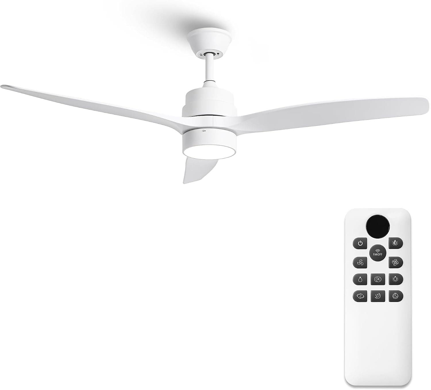 Ventilador de techo Parrot Uncle Parrot Uncle Ventilador de Techo con Mando a Distancia, 24 W, 6 Velocidades, Ultra silencioso, 3 Aspas 132 de Diámetro, Función Verano-Invierno, Temporizador, LED, Blanco