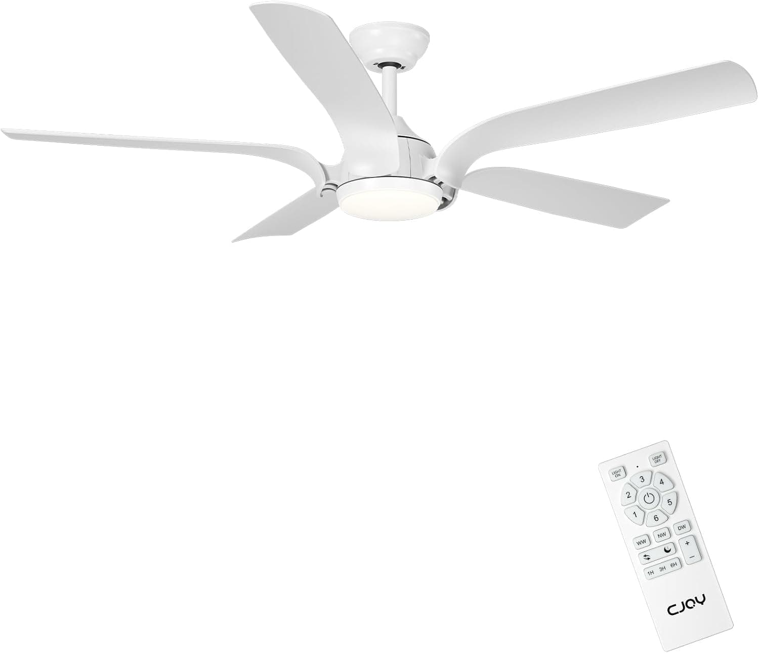 Ventilador de techo CJOY CJOY Ventilador de Techo con Luz y Mando a Distancia, 142 cm Silencioso Ventilador de Techo con Iluminación Regulable LED 24W, 6 Velocidades, Función Verano-Invierno, Temporizador, Motor DC