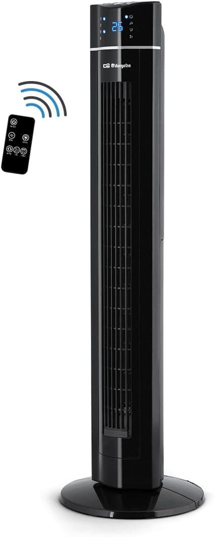 Ventilador de techo Orbegozo Orbegozo TWM 1009 - Ventilador de torre con Mando a distancia, Iónico, 60 W, 3 velocidades, bandeja para esencias, panel frontal LED, Negro