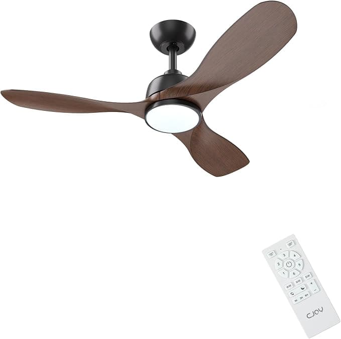 Ventilador de techo CJOY Ventilador de Techo con Luz, 107 cm Ventilador de Techo con Mando Madera 3 Aspas, 6 Velocidades, Memoria 3 CCT, Regulable, Silenciador Reversible CC, Modo Sleep, Para Dormitorio