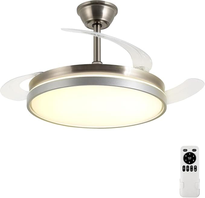 Ventilador de techo Ventilador de Techo con Luz LED 60W, con Mando a Distancia, Ø42in, 6 velocidades, temporizador, aspas retráctiles, 3 temperaturas de luz, función verano-invierno, 5600LM,Gris minimalista moderno
