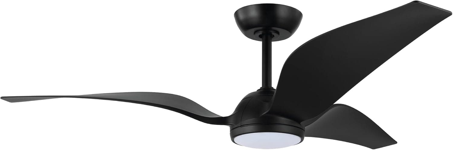 Ventilador de techo EGLO EGLO Mosteiros Ventilador de techo de 3 aspas, con mando a distancia e iluminación, modos verano e invierno, brisa natural, plástico ABS de buen calidad, negro mate, motor CC, silencioso, 142 cm