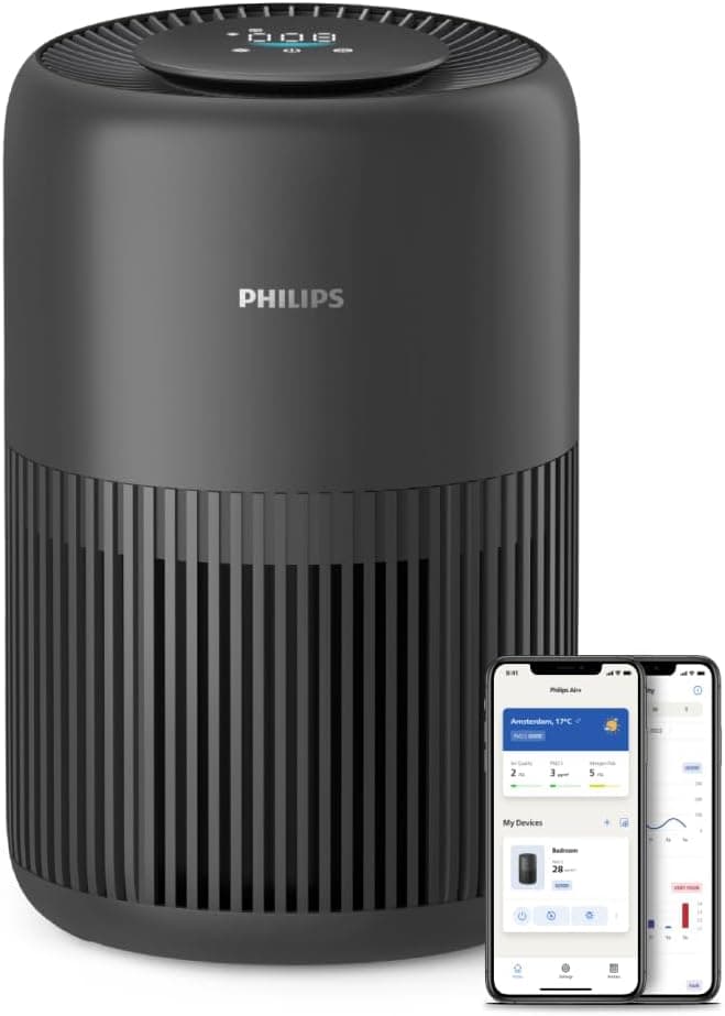 Ventilador de techo Philips Philips Purificador de aire Serie 900, HEPA NanoProtect + Filtro de carbón activo, CADR 250m³/h para alérgicos de 65m², silencioso, inteligente y de bajo consumo (AC0951/13)