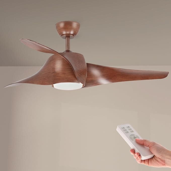 Ventilador de techo M mimotec - Ventilador de Techo con luz Led Fanton Madera con luz y Mando a Distancia, Bajo consumo, motor DC, 8 velocidades,Silencioso,3 Aspas, modo invierno-verano, LM8081