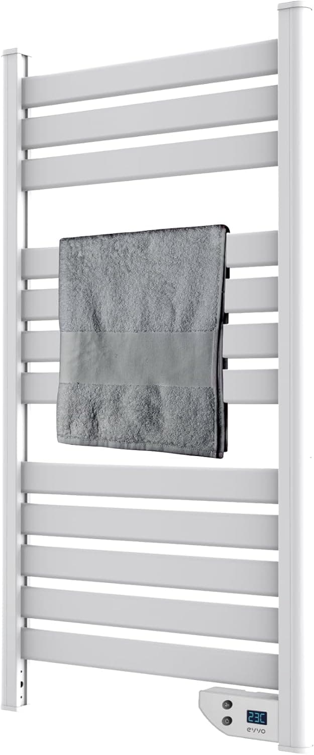 Ventilador de techo EVVO EVVO Toallero Eléctrico C500 Blanco - Radiador Electrico Bajo Consumo 450W, Tendedero Electrico para Baño, Pantalla LED, Temporizador 2h, Seguridad Sobrecalentamiento, IPX4, Incluye Kit