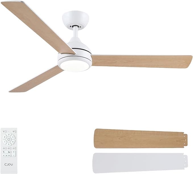 Ventilador de techo CJOY Ventilador de Techo con luz 132 cm, Blanco Ventilador de Techo con Luz y Mando, 6 Velocidades, Memoria 3 CCT, Regulables, Silencioso Reversibles CC, Temporizador, Modo Sleep Para Dormitorio