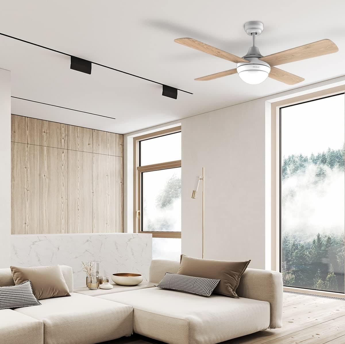 Ventilador de techo Cecotec Cecotec Ventilador de Techo con Luz EnergySilence Aero 4250 DC Fresh. 40 W, Motor DC, Diámetro 42”con 4 Aspas Reversibles, Luz LED, Mando a distancia, Temporizador, 6 Velocidades