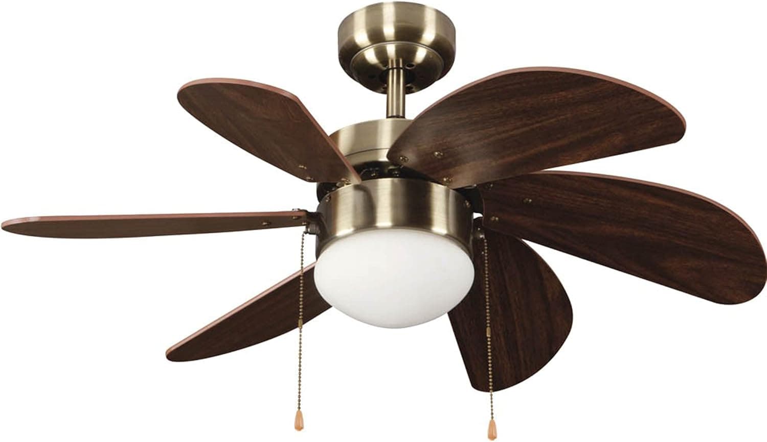 Ventilador de techo Wonderlamp wonderlamp Ventilador de Techo Cuero 76 cm con Motor AC 3 Velocidades, 6 Palas MDF, Función Verano Invierno, Casquillo E27, Apto Techos Inclinados 19°, NO TIENE MANDO A DISTANCIA