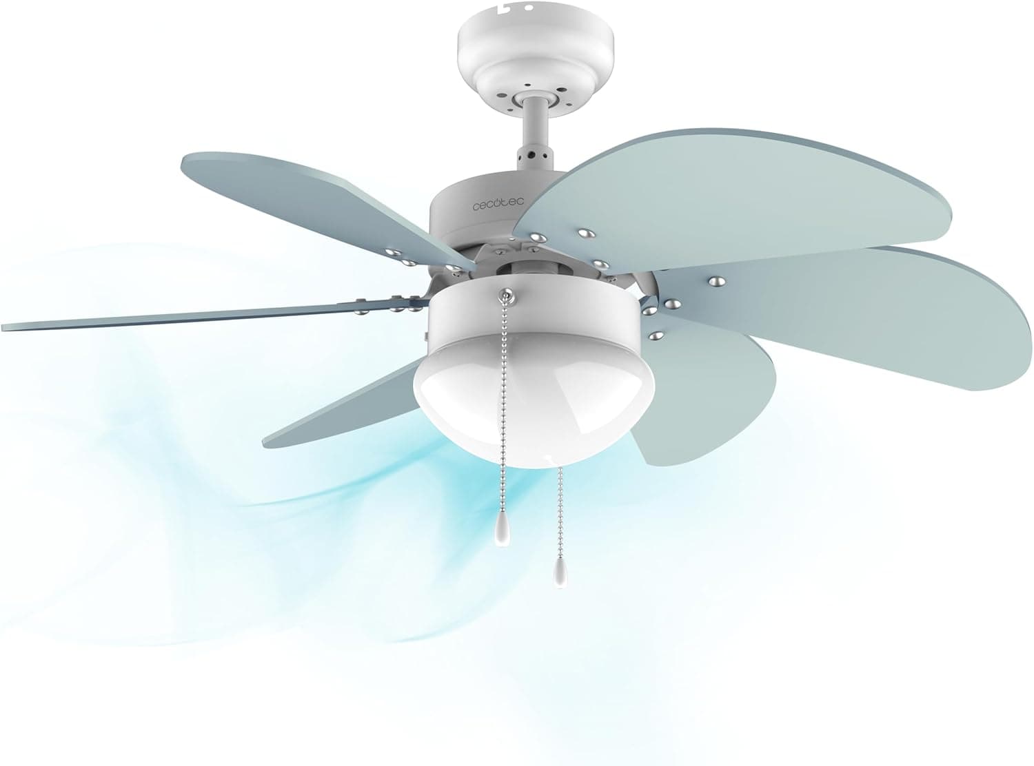 Ventilador de techo Cecotec Cecotec Ventilador de techo EnergySilence 3600 Vision Sky. 50 W, Diámetro 92 cm, Lámpara, 3 Velocidades, 6 Aspas reversibles, Función Verano/Invierno, Interruptor de Cadena, Blanco/Azul