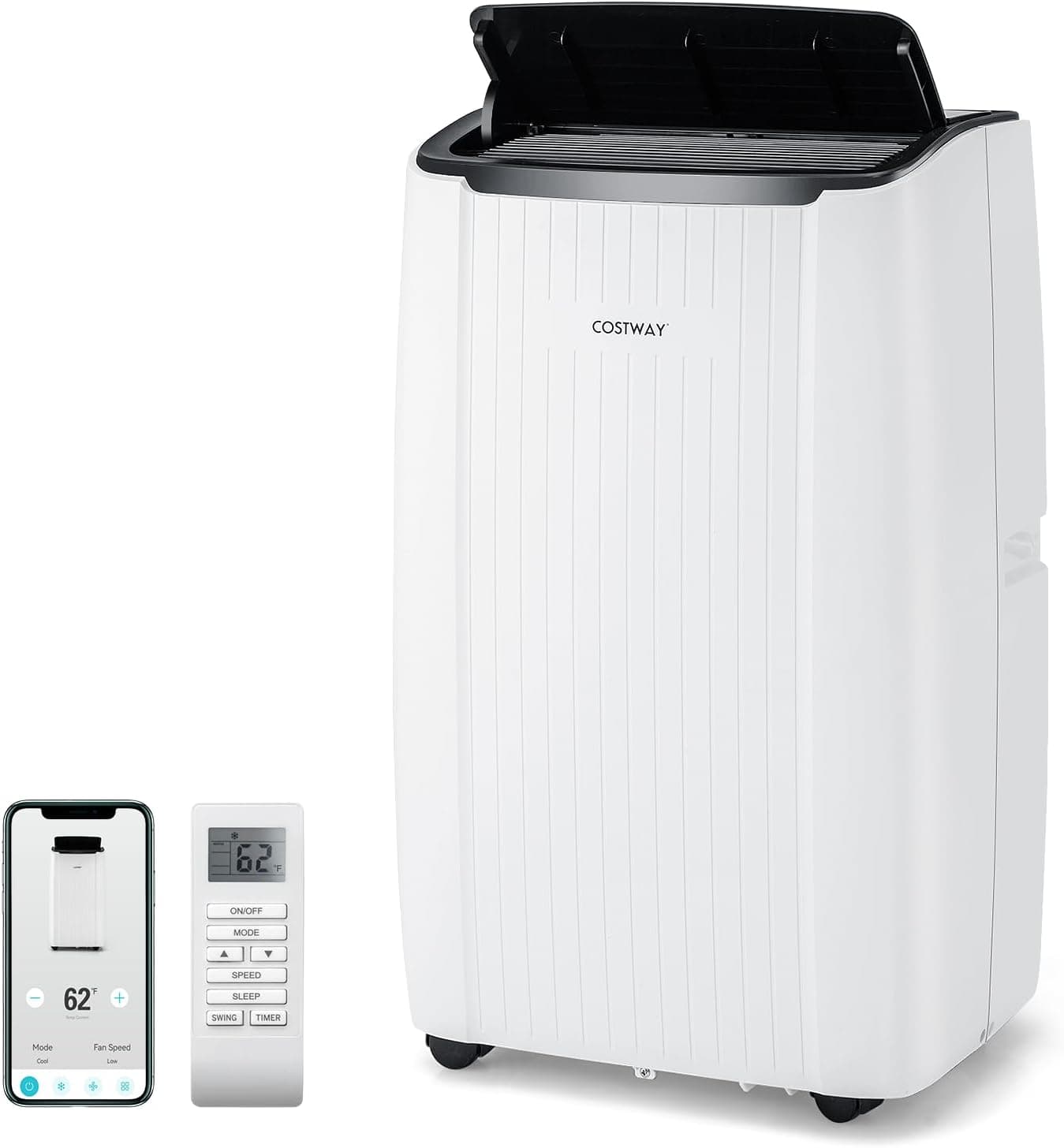Ventilador de techo COSTWAY COSTWAY 6 en 1 Aire Acondicionado Portatil 12000BTU, Enfriador de…