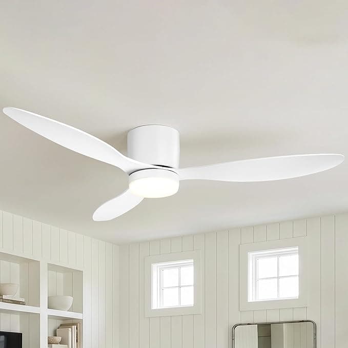 Ventilador de techo Parrot Uncle Ventilador de Techo ABS con Luz LED 24W, Mando a Distancia, 6 Velocidades, Ultra silencioso, 3 Aspas 132 cm de Diámetro, Función Verano-Invierno, Temporizador, Blanco
