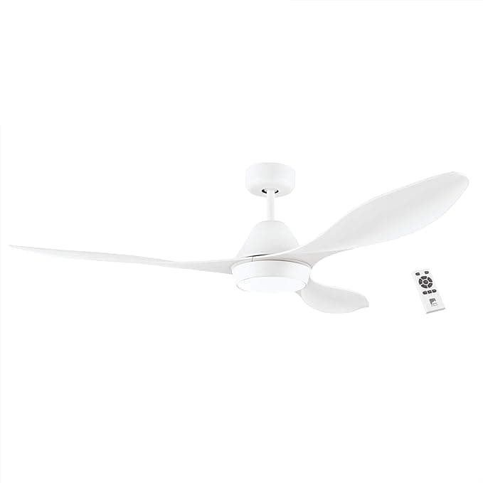 Ventilador de techo Ventilador de techo EGLO ANTIBES de 3 aspas con mando a distancia y iluminación, temporizador, funcionamiento de verano y de invierno, blanco mate, motor CC, silencioso, diámetro 132 cm
