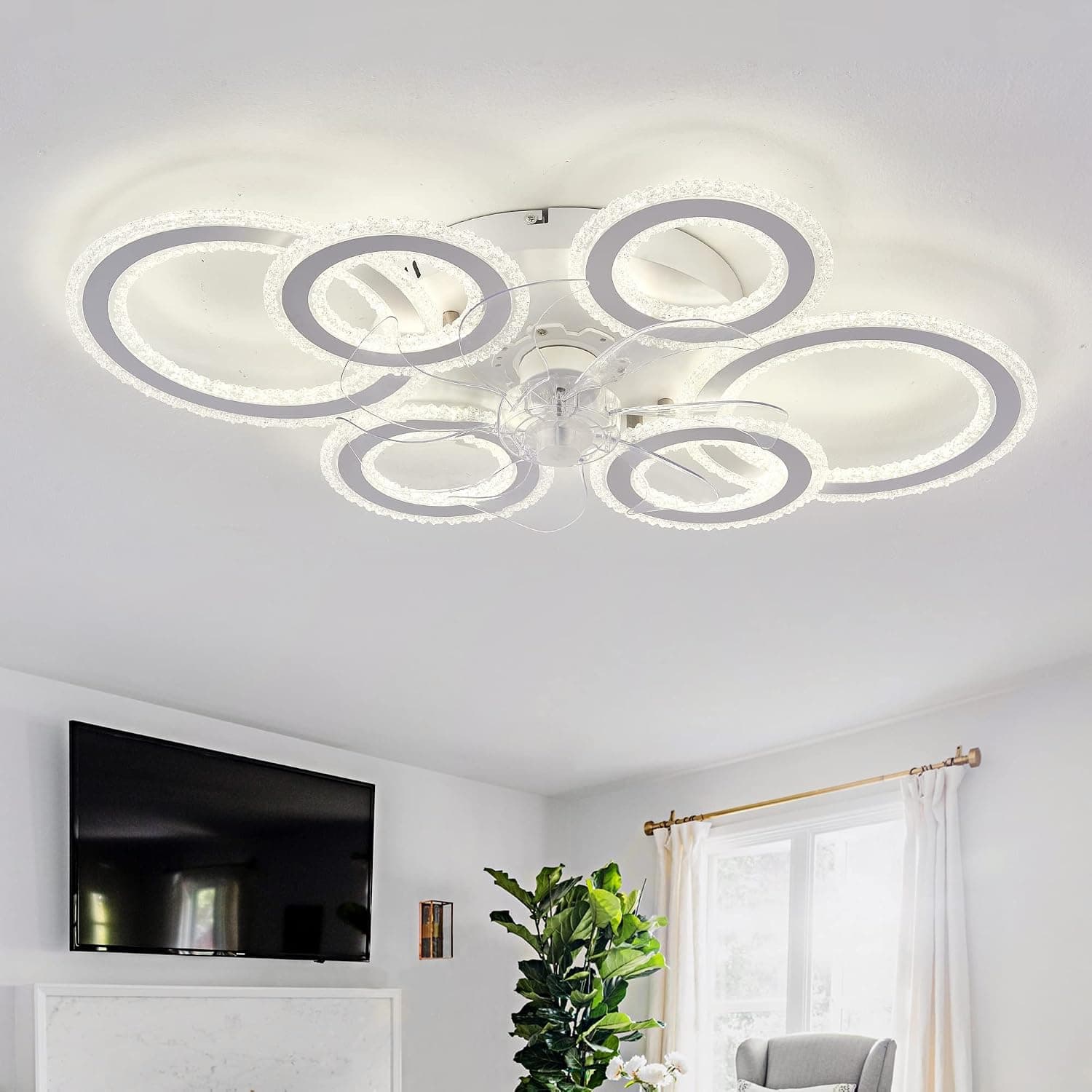 Ventilador de techo Ycwdcz ycwdcz Ventilador De Techo con Luz, 76cm Lampara Ventilador Techo LED
