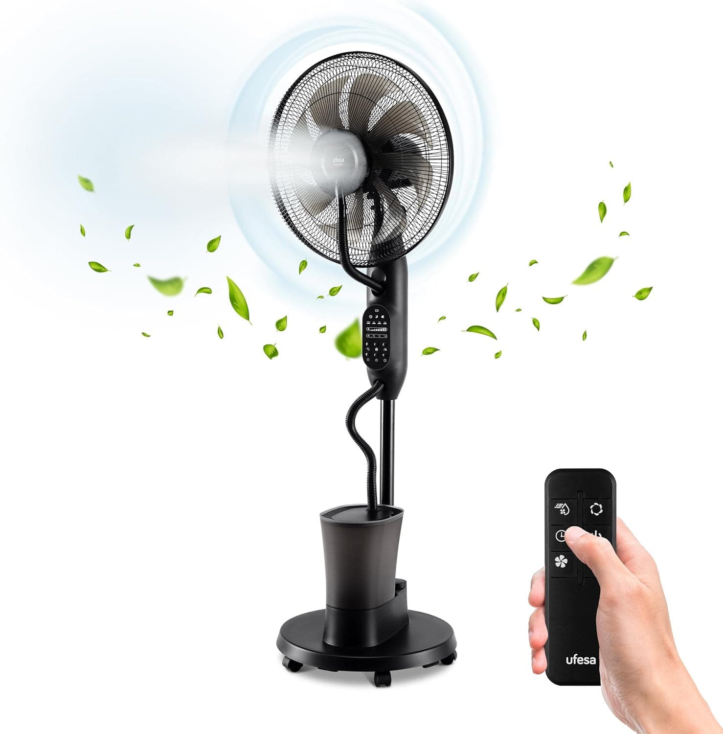 Ventilador de techo Ufesa Ufesa Mist Fan VNDC Ventilador Nebulizador, Ultra Silencioso, Mando a Distancia, 3 Modos, Temporizador, 9 Velocidades, 40cm Diámtetro, 8 Aspas, 60W
