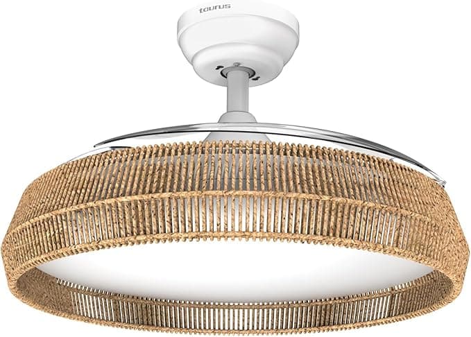 Ventilador de techo Taurus CEILING FAN POLAR NATURE (FA006L) Ventilador de Techo 107 cm con Aspas Retráctiles | Motor DC 30W Ultra Silencioso | Luz LED 36W Regulable | 6 Velocidades y Modo Invierno-Verano