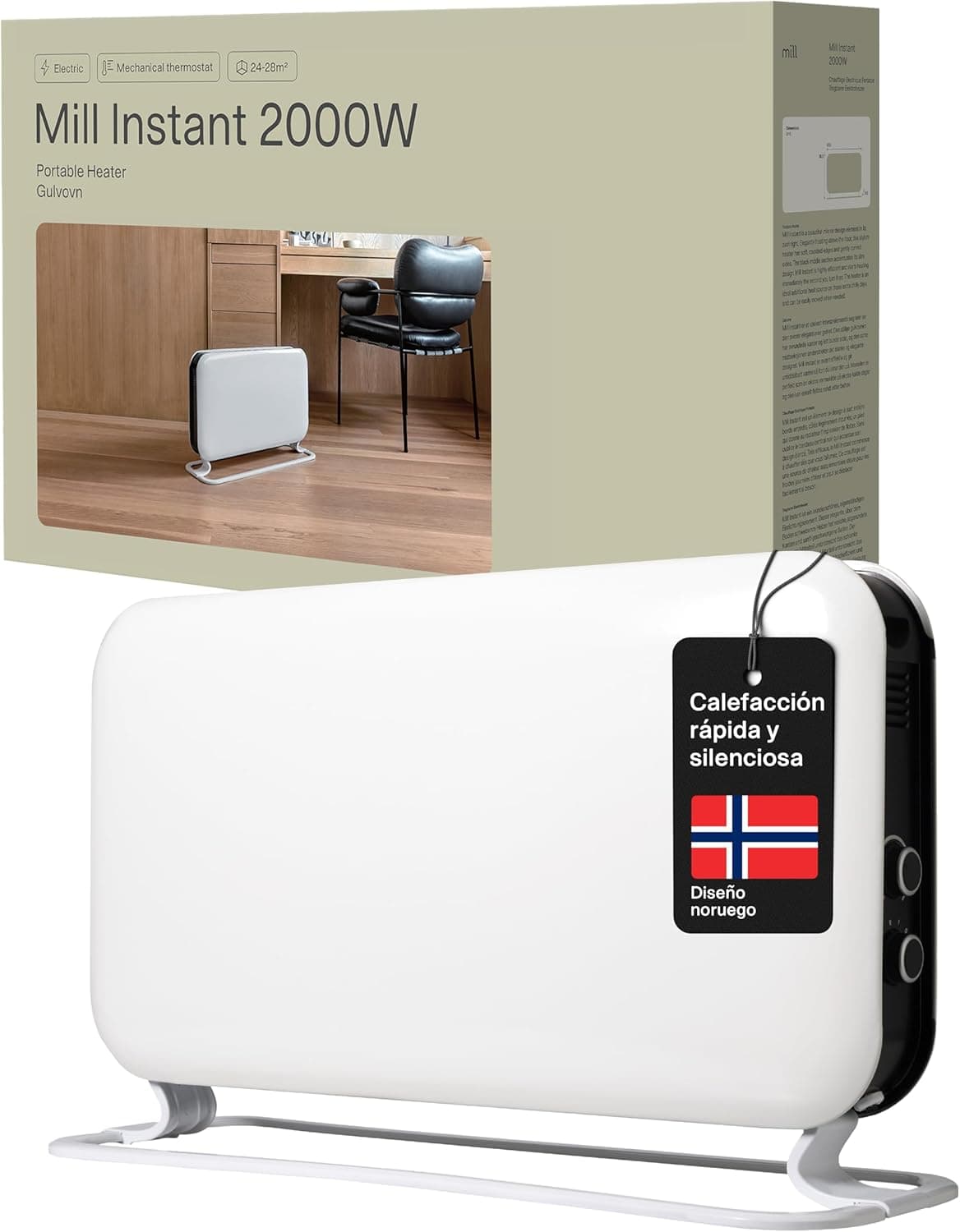 Ventilador de techo Mill Mill SG2000MEC Portable Electric Convector 2000W Heats up to 41 m…
